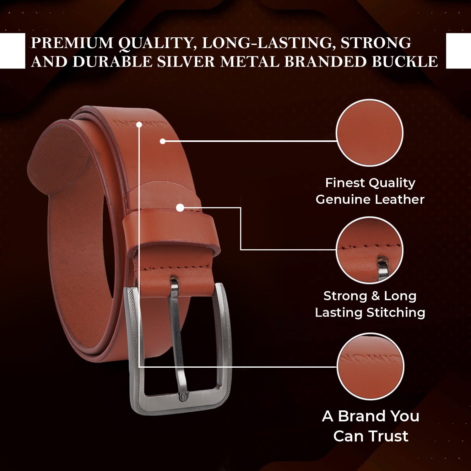 CIMONI Genuine Leather Stylish Formal Trendy Daytrip Slim Design Mens Belt ( 1 Year Gurantee)