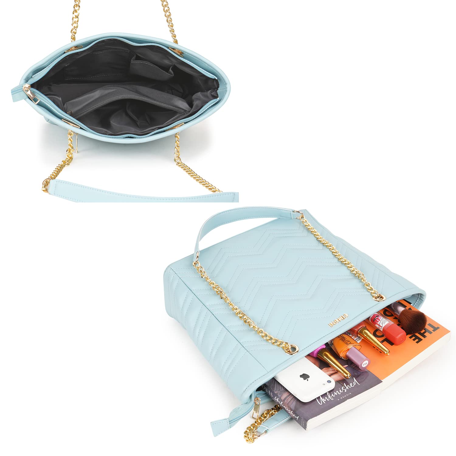 CIMONI Synthetic Vegan Leather Elegant Chain Top Handle Handheld Shoulder Unique Design Daytrip Women Handbag