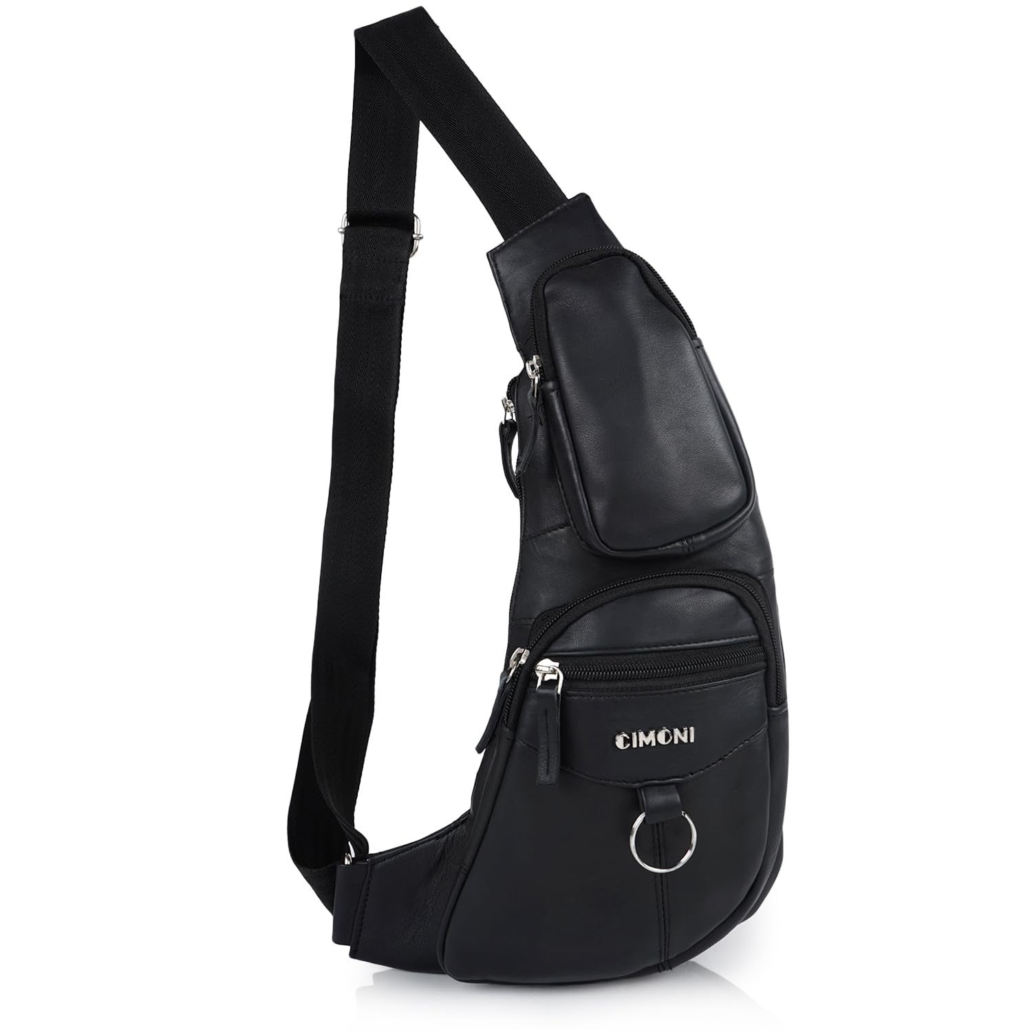 CIMONI® Premium Genuine Leather Sling Bag Classy Trendy Crossbody Bag Shoulder Daytrip Travel Stylish Purse With Adjustable Straps (Color - Black)