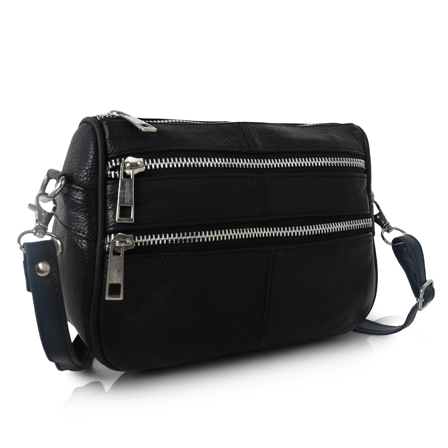 CIMONI® Premium Genuine Leather Hand Bag for Women Stylish & Unique Design Fancy Sling Bag Adjustable Strap Crossbody Women's Purse (Color - Black)