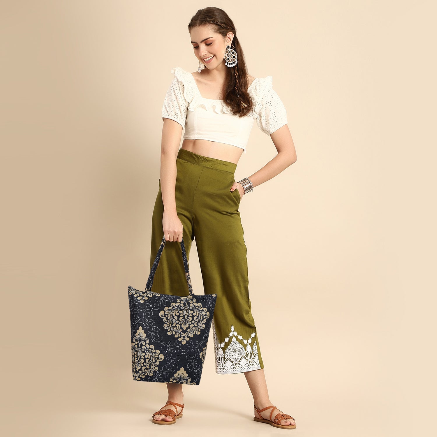 CIMONI Cotton Stylish Shoulder Top Handle Handheld Shoulder Unique Design Daytrip Shopping Women Handbag