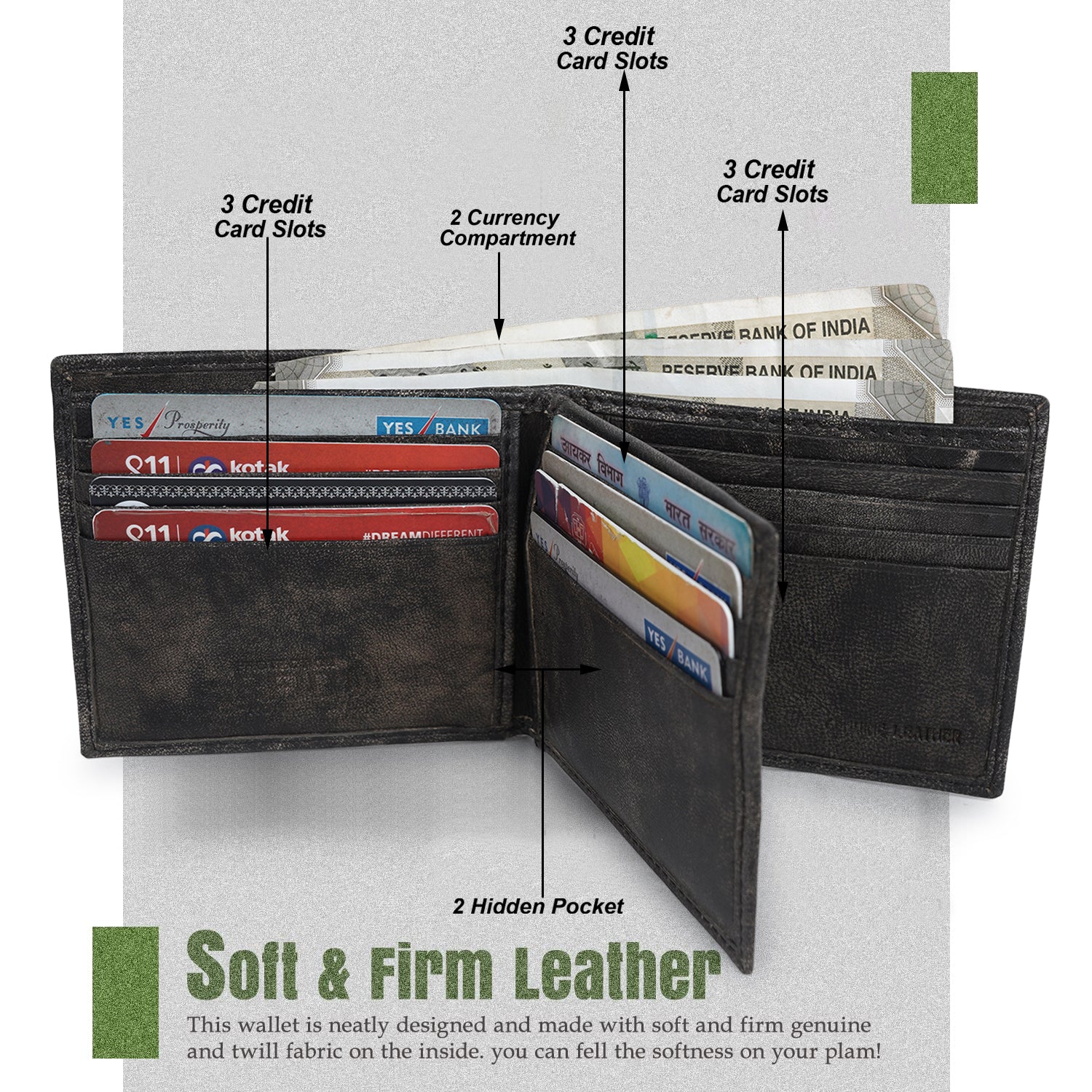 CIMONI Genuine Leather Casual Slim Multi Credit Cards Slot Ultra Slim RFID Wallet for Men