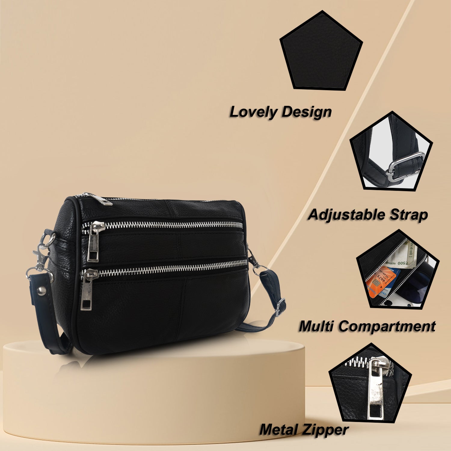 CIMONI Genuine Leather Stylish Unique Design Fancy Shoulder Crossbody Sling Bag For Women