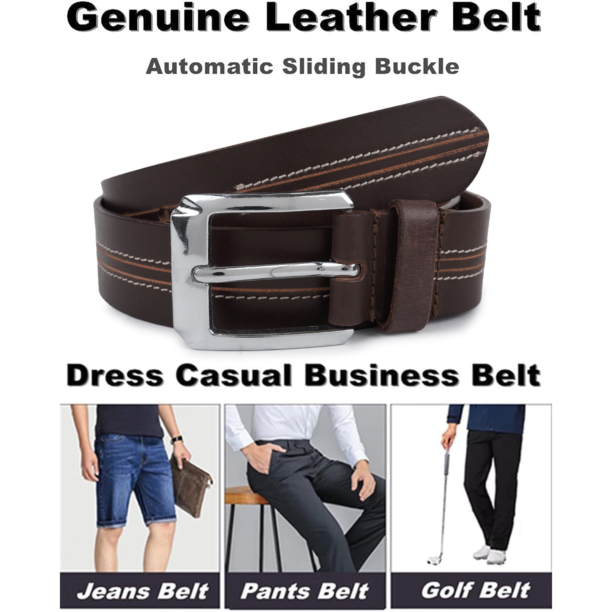 CIMONI Genuine Men's Leather Belt A Perfect Blend of Casual Wear - Metal Buckle Belts ( 1 Year Gurantee)