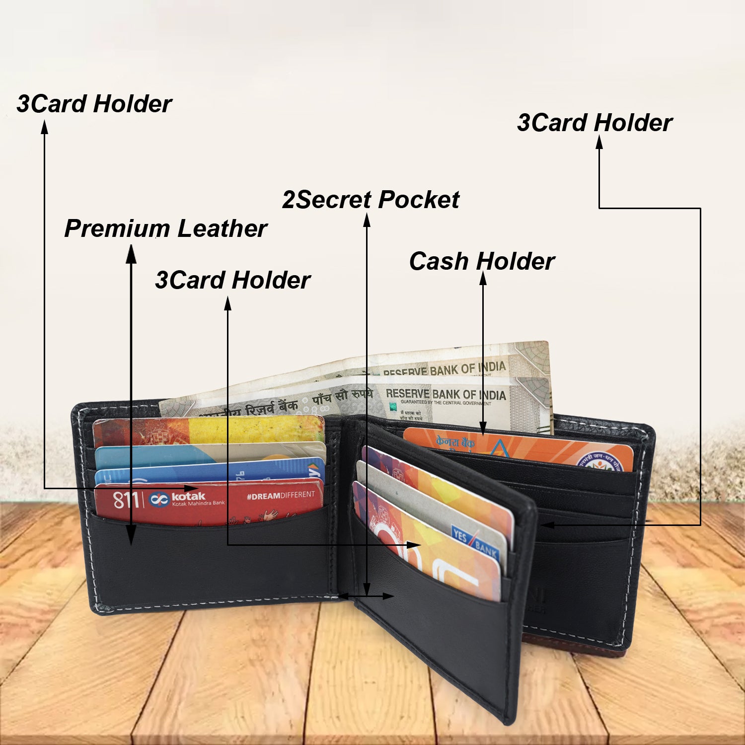 CIMONI Genuine Leather Classic Design Ultra Slim Multiple Credit Cards Slot Wallet for Men