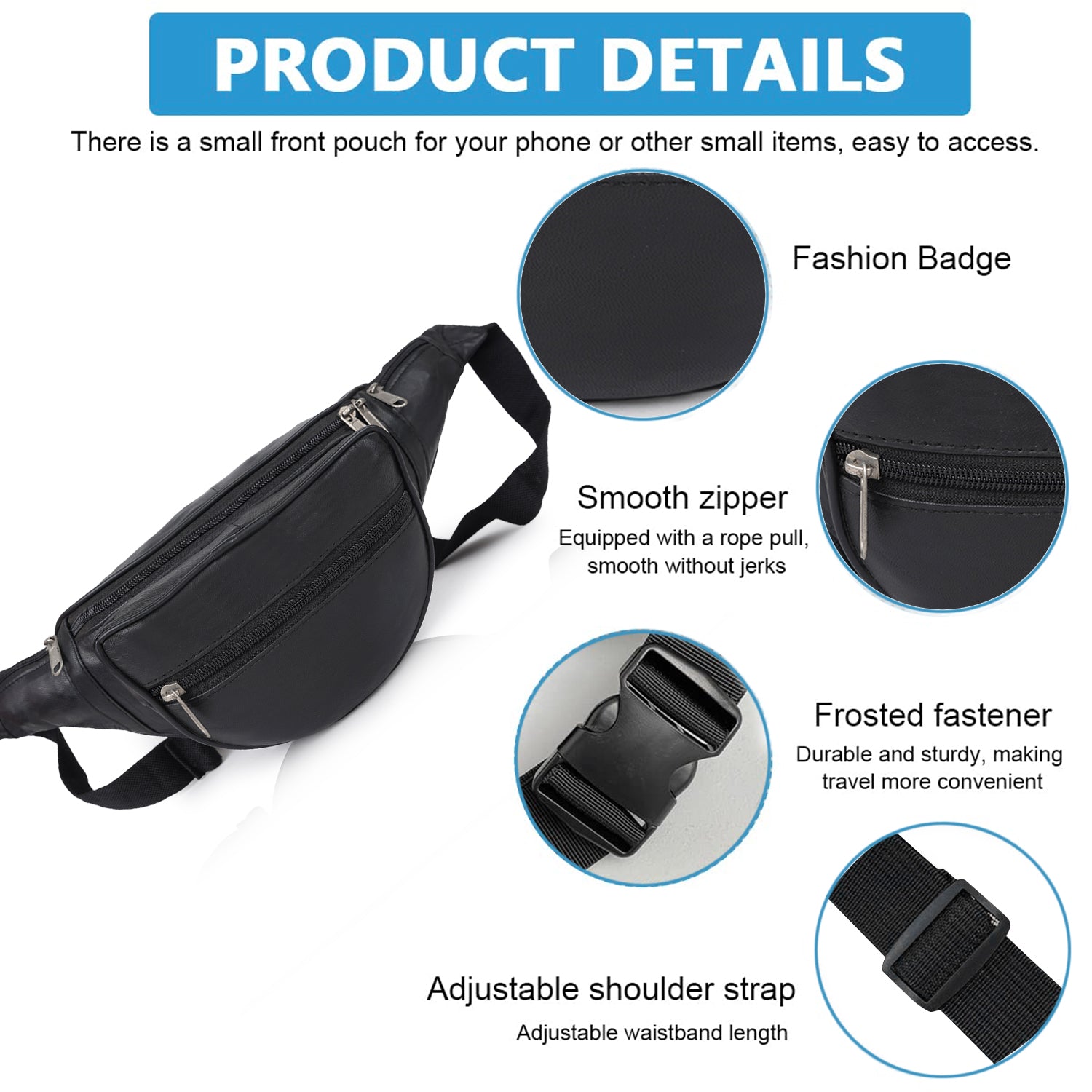 CIMONI Genuine Leather Casual Trendy Travel Shoulder Chest Hiking Waist Bag for Unisex