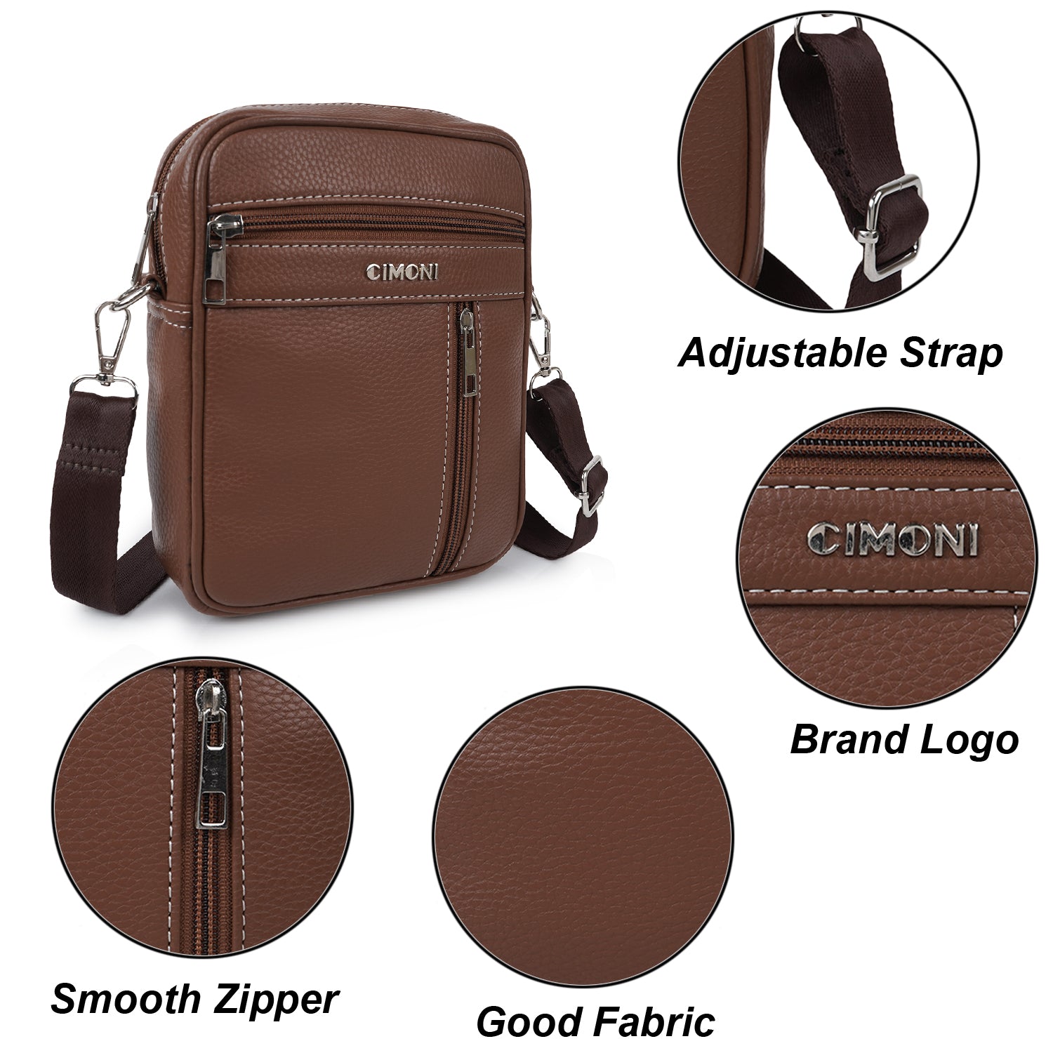CIMONI Vegan Leather Casual Crossbody Shoulder Daytrip Trendy Men Sling Bag