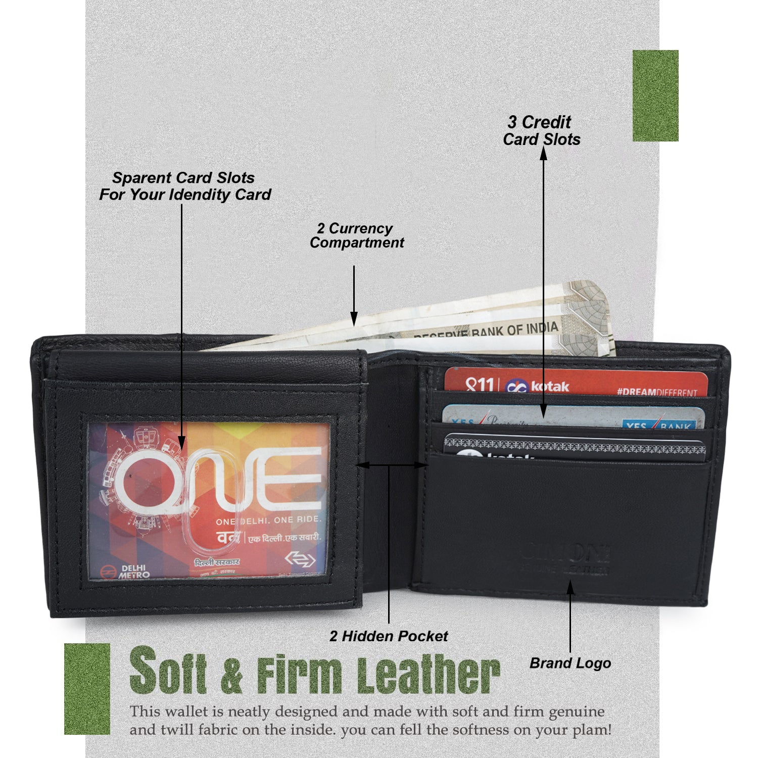 CIMONI Genuine Leather Casual RFID Trendy Slim Multi Credit Cards Slot Wallet for Men