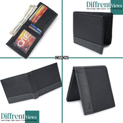 CIMONI Genuine Leather Classic Black Ultra Strong Stitching|12 Credit Cards Slot Wallet for Men