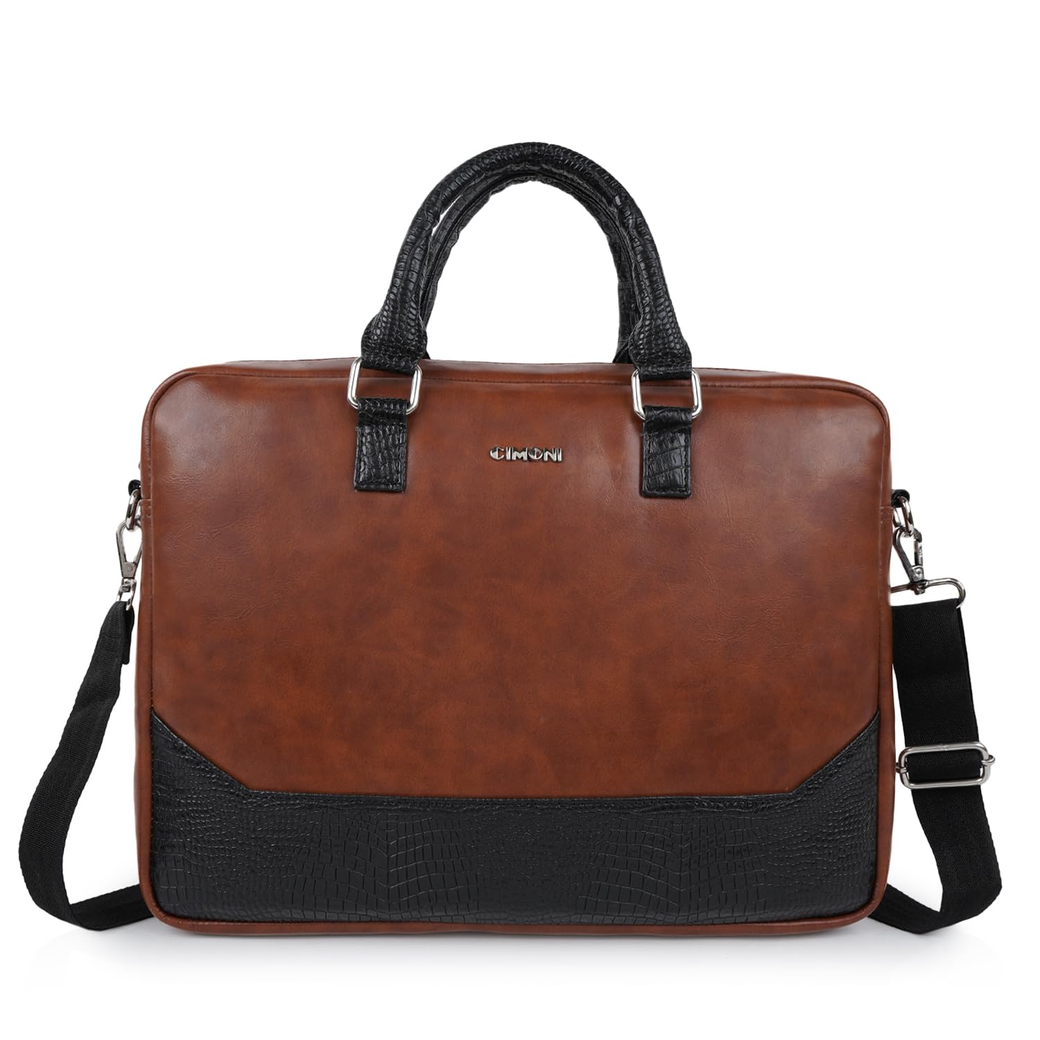 CIMONI Vegan Leather Bag Stylish Trendy Office Briefcase Laptop Bag College Crossbody Daytrip School Handheld Business Messenger Bag For Men (Color - Tan)