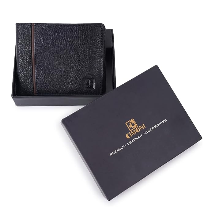 CIMONI Genuine Leather men wallet Black