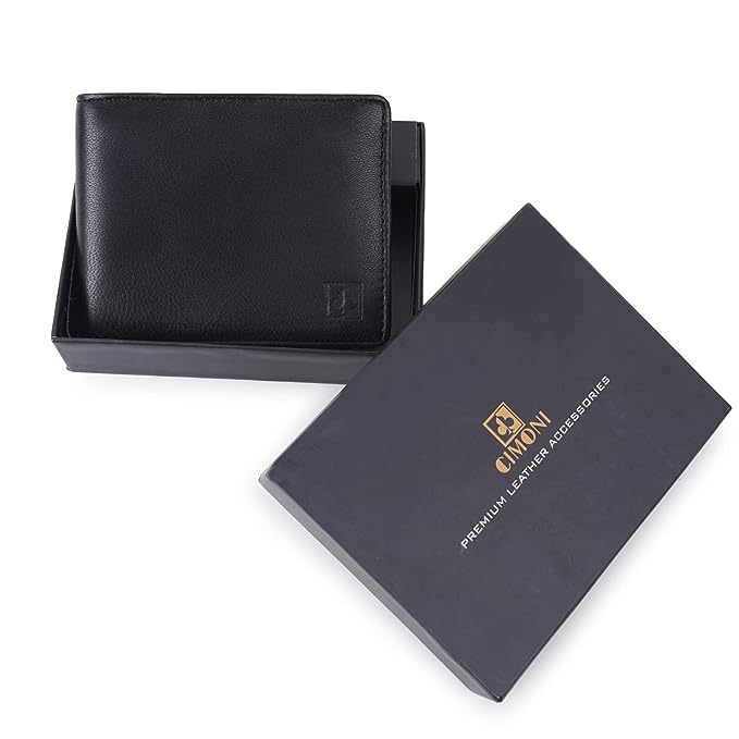 CIMONI Genuine Leather Nappa men wallet Black