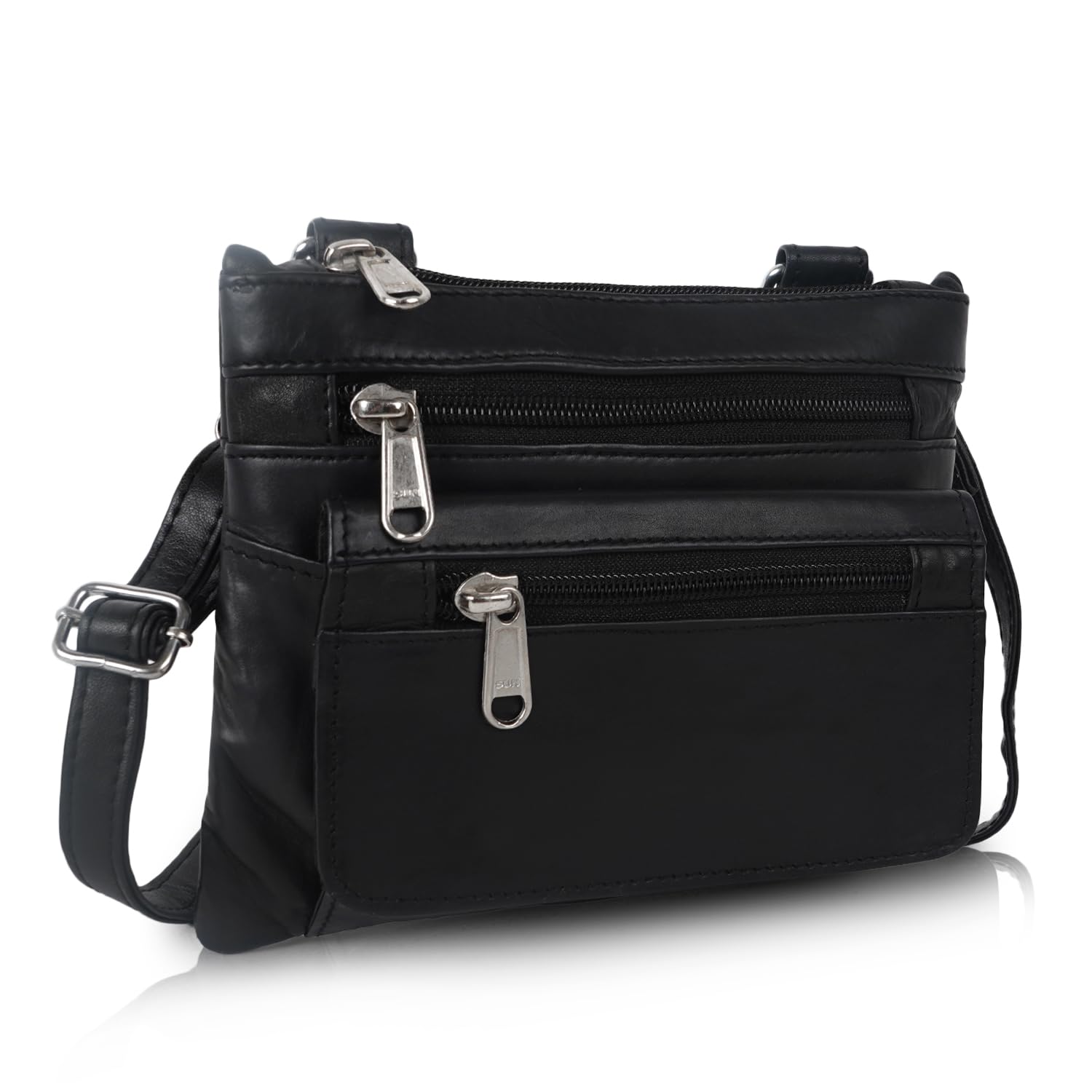 CIMONI® Premium Genuine Leather Sling Bag Stylish & Unique Design Daytrip Trendy Travel Bag Crossbody Purse Bag For Women (Color - Black)