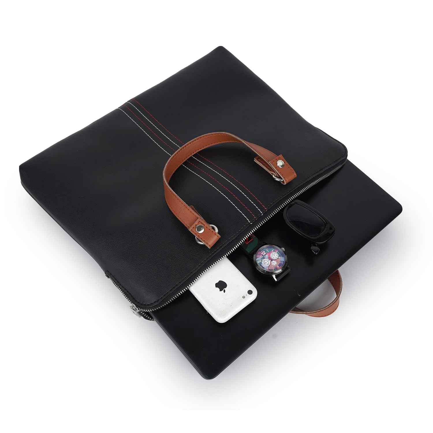 CIMONI® Premium Vegan Leather Laptop Bag Trendy Office Briefcase Hand Bag College Daytrip School Handheld Business Messenger Bag For Men