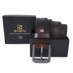 CIMONI Genuine Leather Classic Casual Formal/Office/College Dailyuse Belt For Men [Brown]