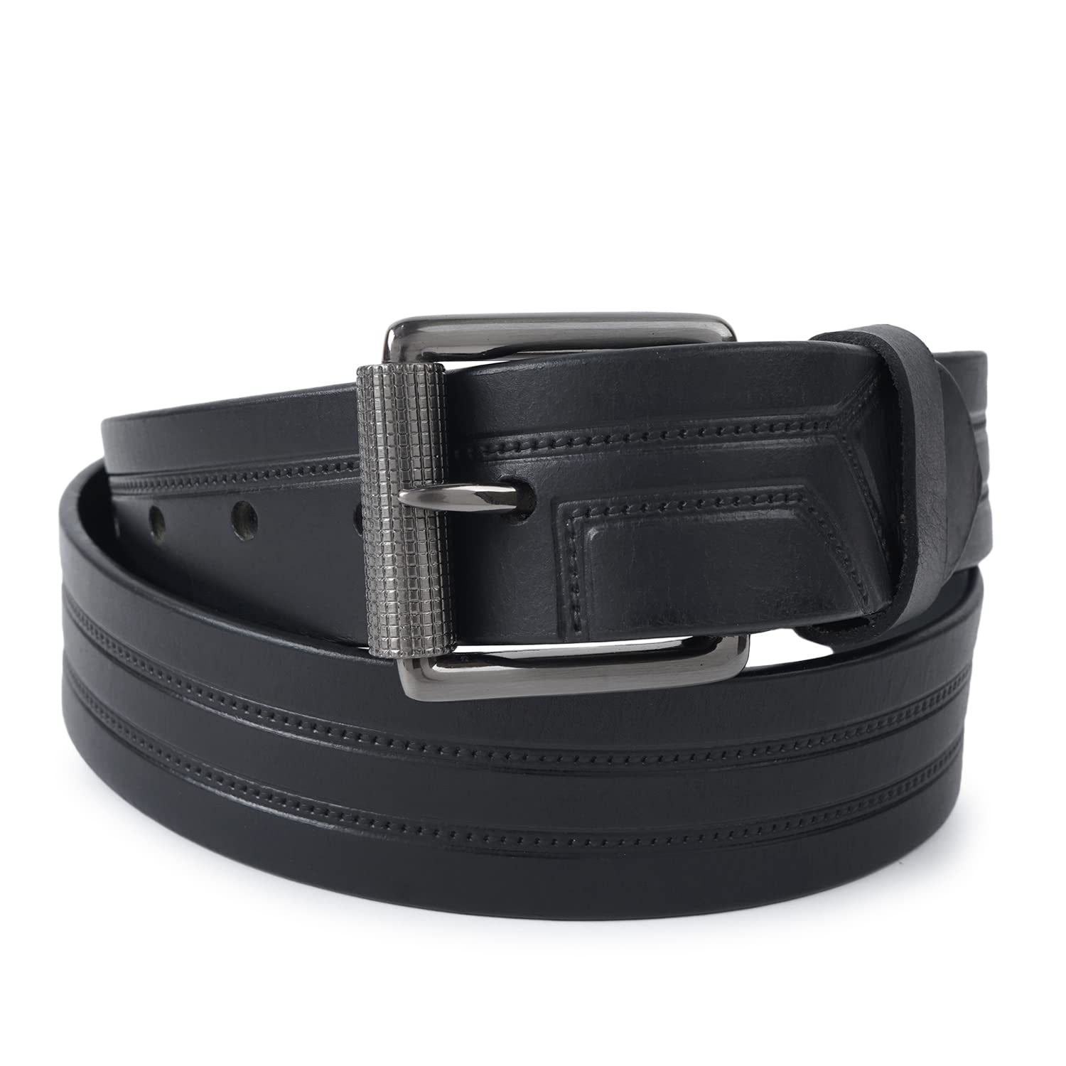 CIMONI Genuine Leather Classic Casual Formal/Office/College Dailyuse Belt For Men [Black] ( 1 Year Gurantee)