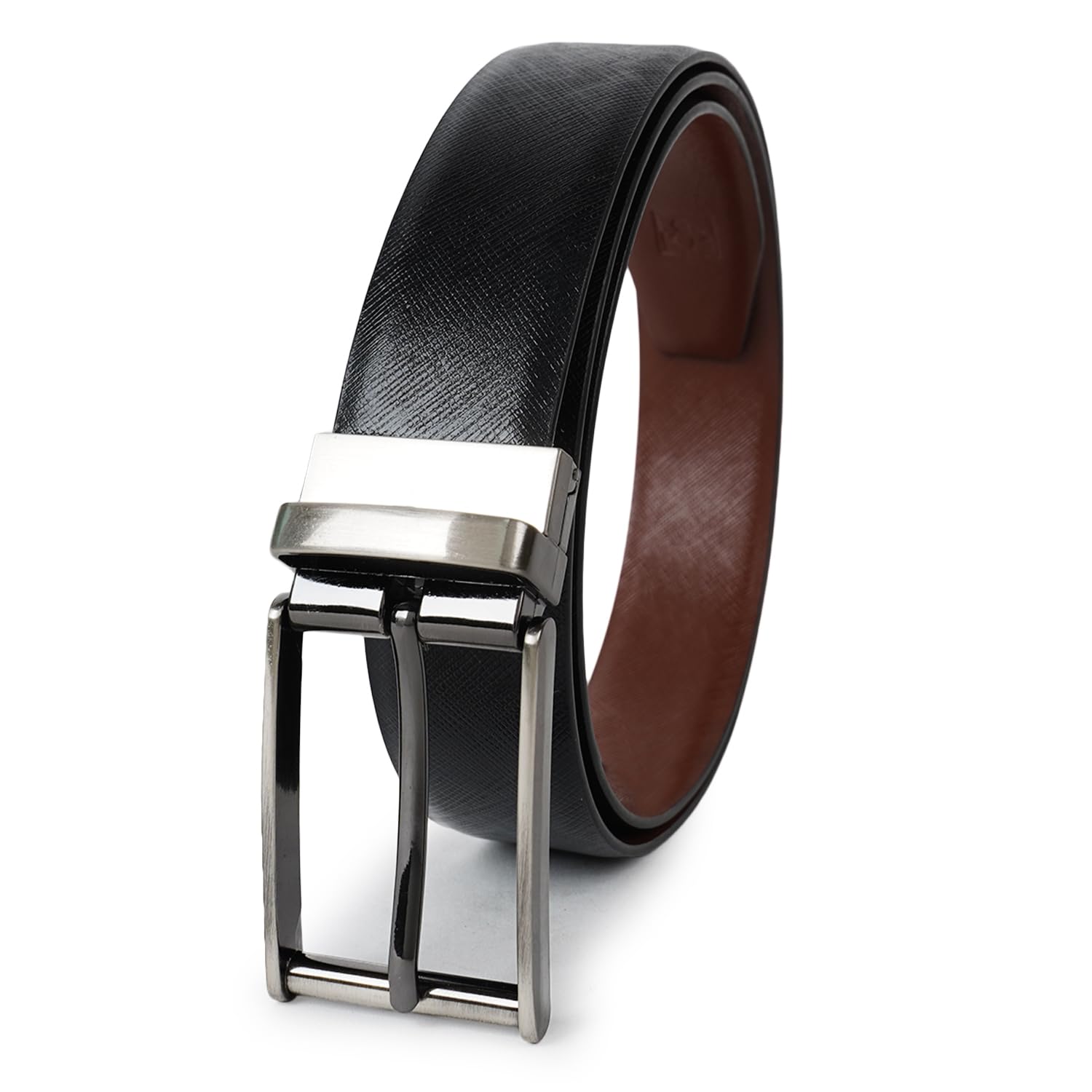 CIMONI Genuine Leather Casual Trendy Reversible Formal Belt For Men in Black Color (1 Year Gurantee)