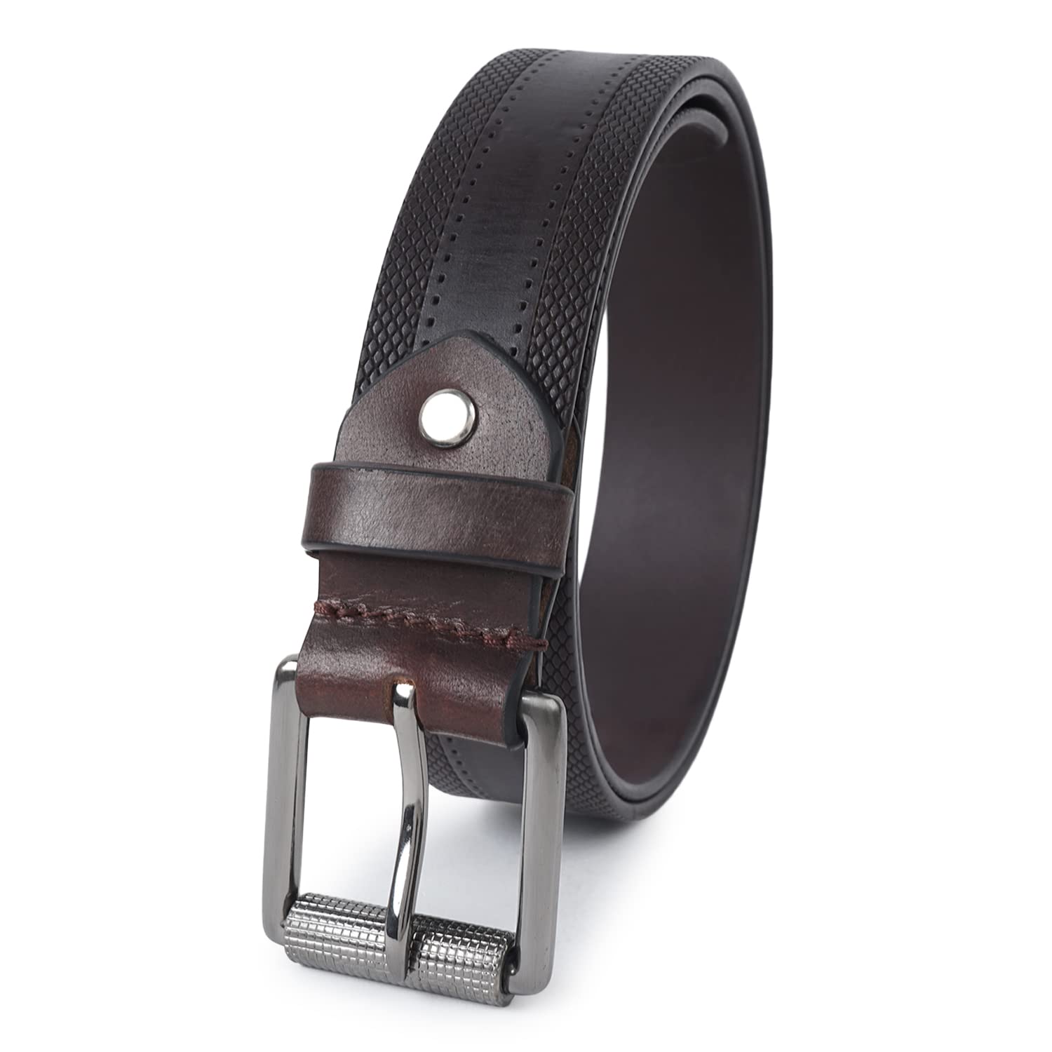 CIMONI Genuine Leather Classic Casual Formal/Office/College Dailyuse Belt For Men [Brown] ( 1 Year Gurantee)