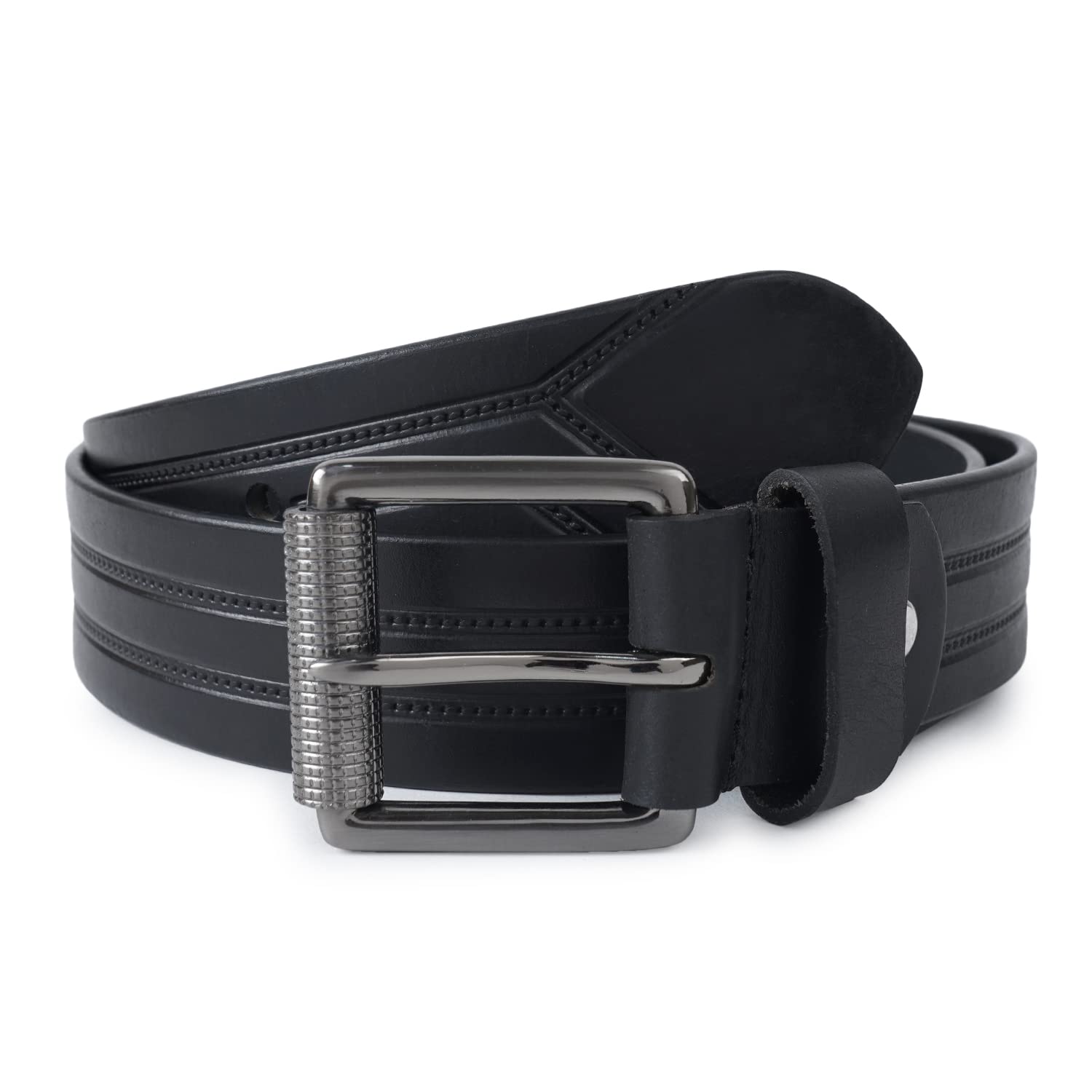 CIMONI Genuine Leather Classic Casual Formal/Office/College Dailyuse Belt For Men [Black] ( 1 Year Gurantee)