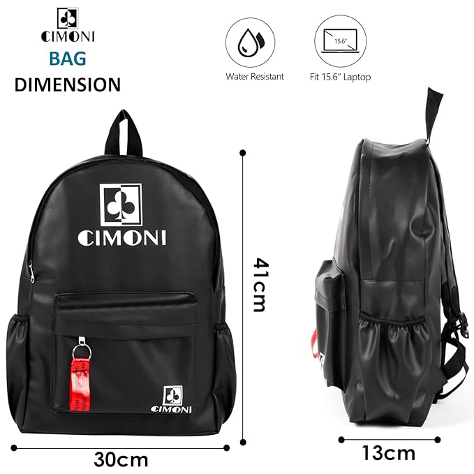 CIMONI® Backpack with Utility Pocket Water Resistant Laptop Storage Bag for daily uses (Black)