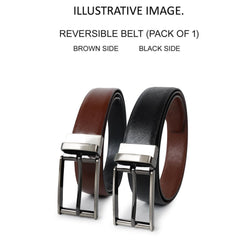 CIMONI Genuine Leather Casual Trendy Reversible Formal Belt For Men in Black Color