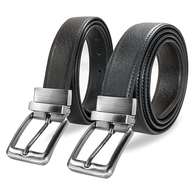 CIMONI® Reversible Vegan Leather Belt for Men with Easier Adjustable Autolock Buckle 2 in 1 Micro Adjustable Belt