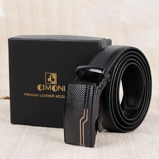 CIMONI® Premium Vegan Leather Belt for Men with Autolock Easier Adjustable Click Belt