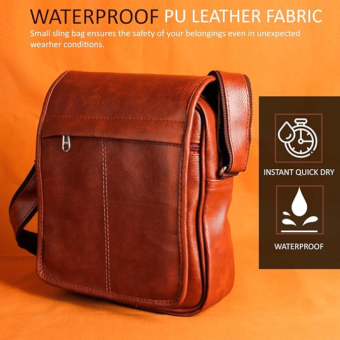 CIMONI® Premium Vehan Leather Bag for Men Classic Side Bag Multiple Compartments Shoulder Bag With Adjustable Strap Cross Body Bag for Travel, Office, Collage