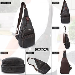CIMONI Genuine Leather Classic Unique Design Cross Body Chest Bag Outdoor Small Shoulder Side Bags For Unisex - CIMONI 