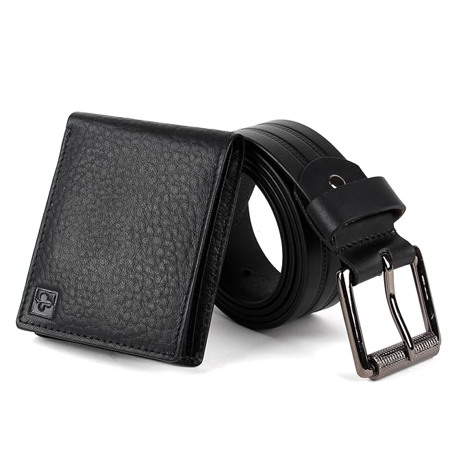 CIMONI Vegan Leather Belt & Wallet Combo for Men RFID Protection wallet