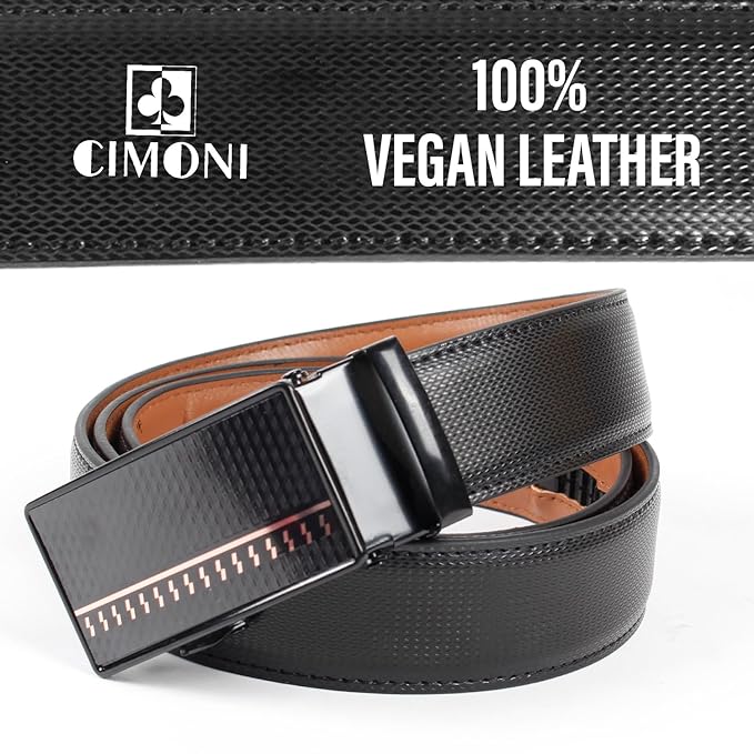 CIMONI® Premium Vegan Leather Autolock Belt for Men with Slide Buckle