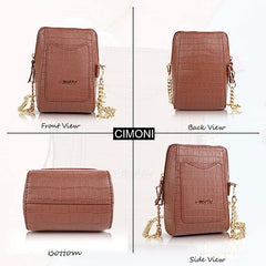 Trendy Mobile Sling Bag for Ladies/Girls Small with Chain Strap Side Purse For Women Cross Sling Wallet/Mobile Case - CIMONI 