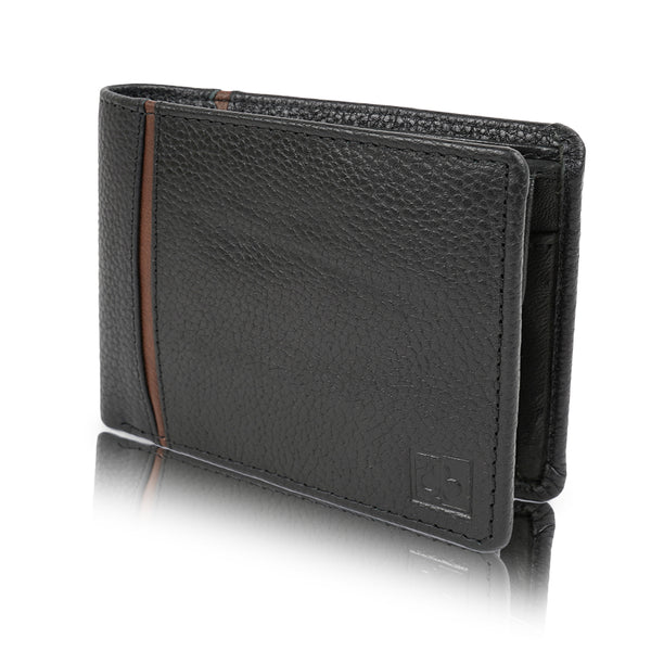 Black Self Design Genuine Leather Wallet