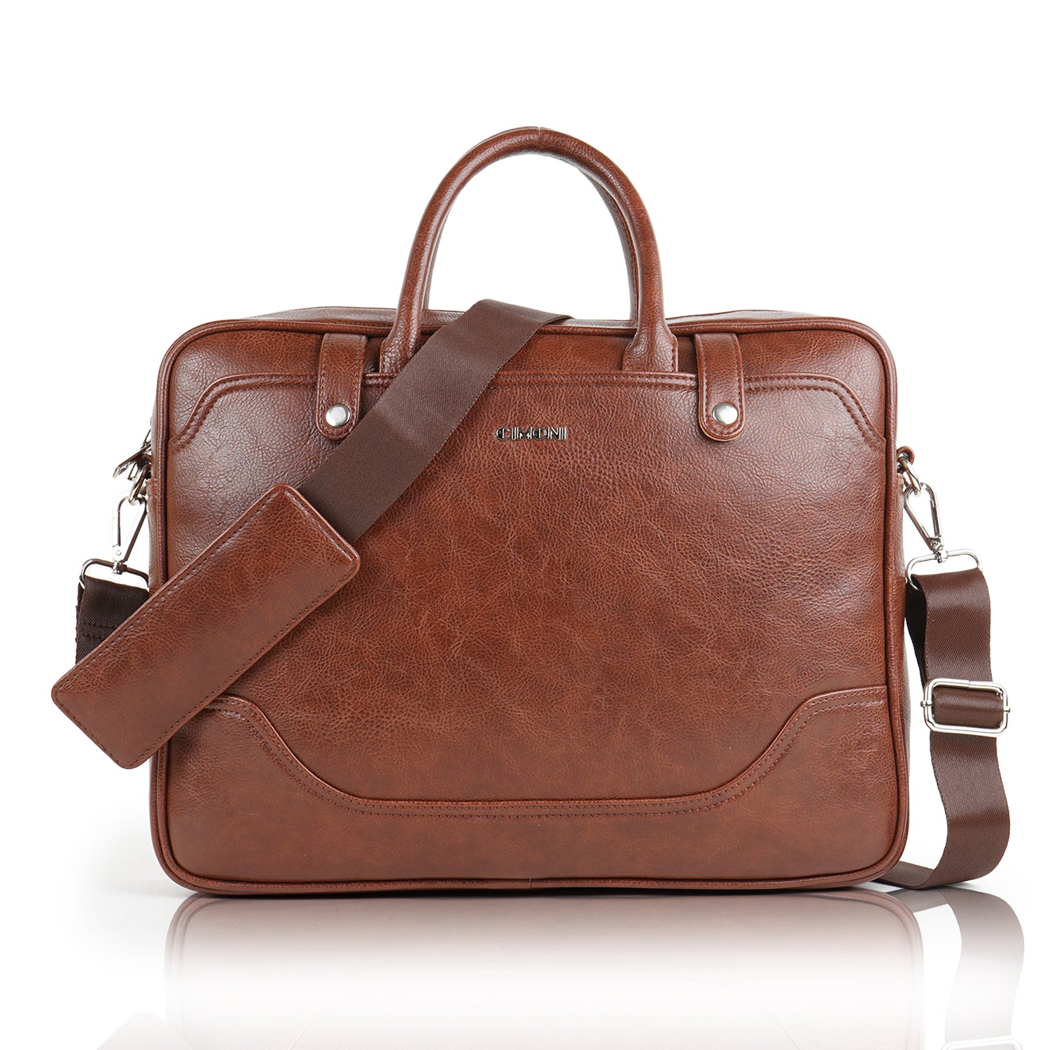 Faux Leather Casual Travel Laptop Bag Office Unisex Hand Messenger Bag - CIMONI 
